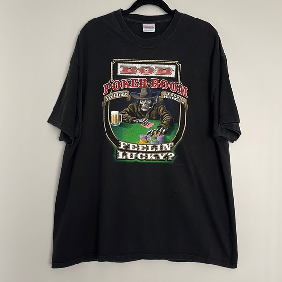 Vintage Bob Poker Room Graphic T-Shirt Black Size 2XL - Picture 1 of 10
